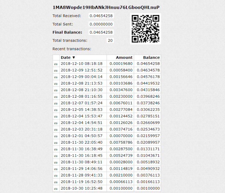Amsterdamā parādījusies vides instalācija – reāla bitkoina adrese 6 No 2018. gada 30. oktobra ir veikti 20 ziedojumi, kopā saņemti 0.04654258 BTC