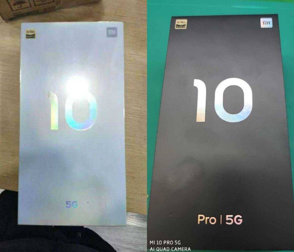 Fotogrāfija parāda, kādās kastēs tiks piegādāti Xiaomi Mi 10 un Xiaomi Mi 10 Pro.