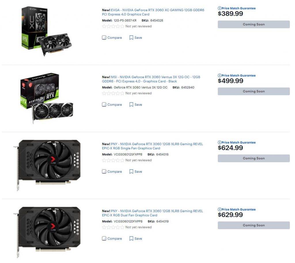 GeForce RTX 3060 videokartes tirdzniecība