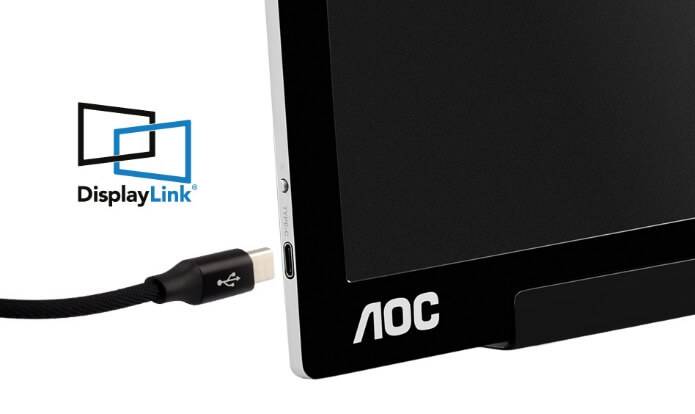 AOC izlaiž 15,6" portatīvo monitoru I1601P ar hibrīda USB-C un USB-A savienojumu 5 AOC I1601P USB-C DisplayLink tehnoloģija