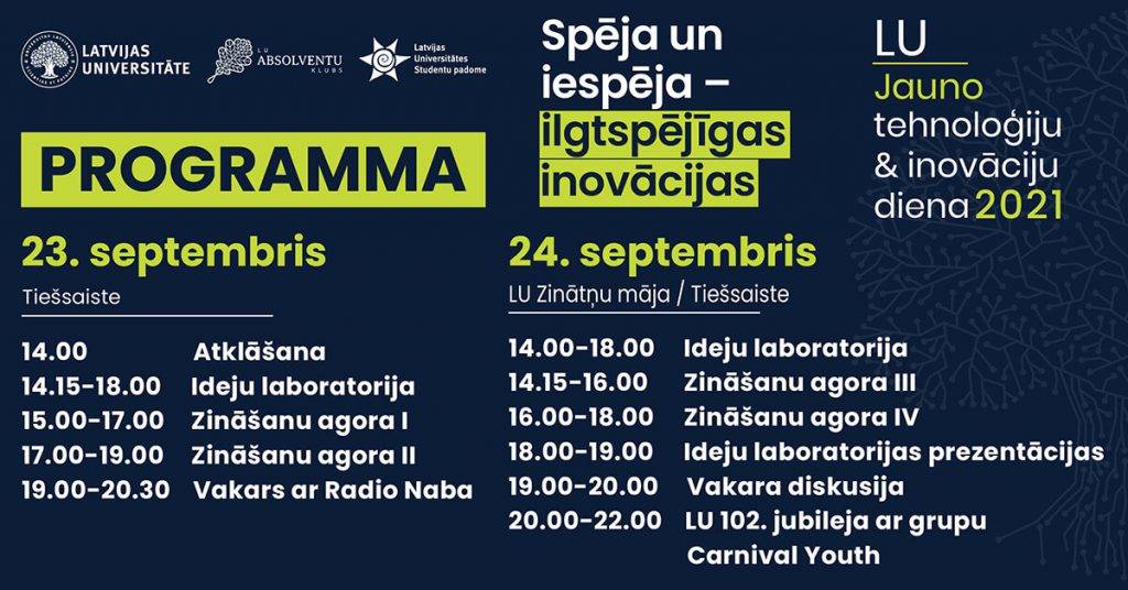 LU Jauno tehnoloģiju un inovāciju diena – jau pēc mēneša 8 Spēja, iespēja – ilgtspējīgas inovācijas