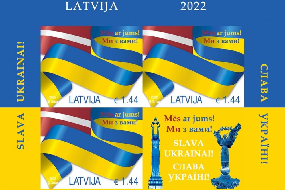 Latvijas Pasta klienti, pērkot Ukrainas atbalstam izdotās pastmarkas, ziedojuši vairāk nekā 11 000 eiro