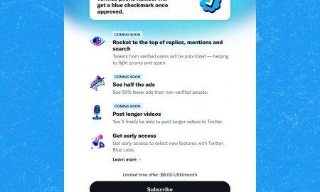 No rīdienas Twitter ievieš 8 USD vai 11 USD Blue abonementus