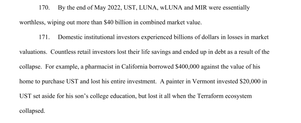 Terra vadītājs no sabrukušā kripto projekta izņēmis vairāk nekā 10 tūkstošus BTC, kur tie ir palikuši? 6 Tiesas dokuments par Terra ekosistēmas upuriem