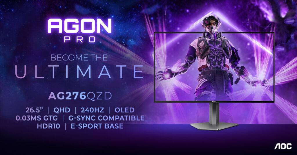 AGON by AOC iepazīstina ar 26,5″ OLED konkurētspējīgo 240 Hz spēļu monitoru: AGON PRO AG276QZD