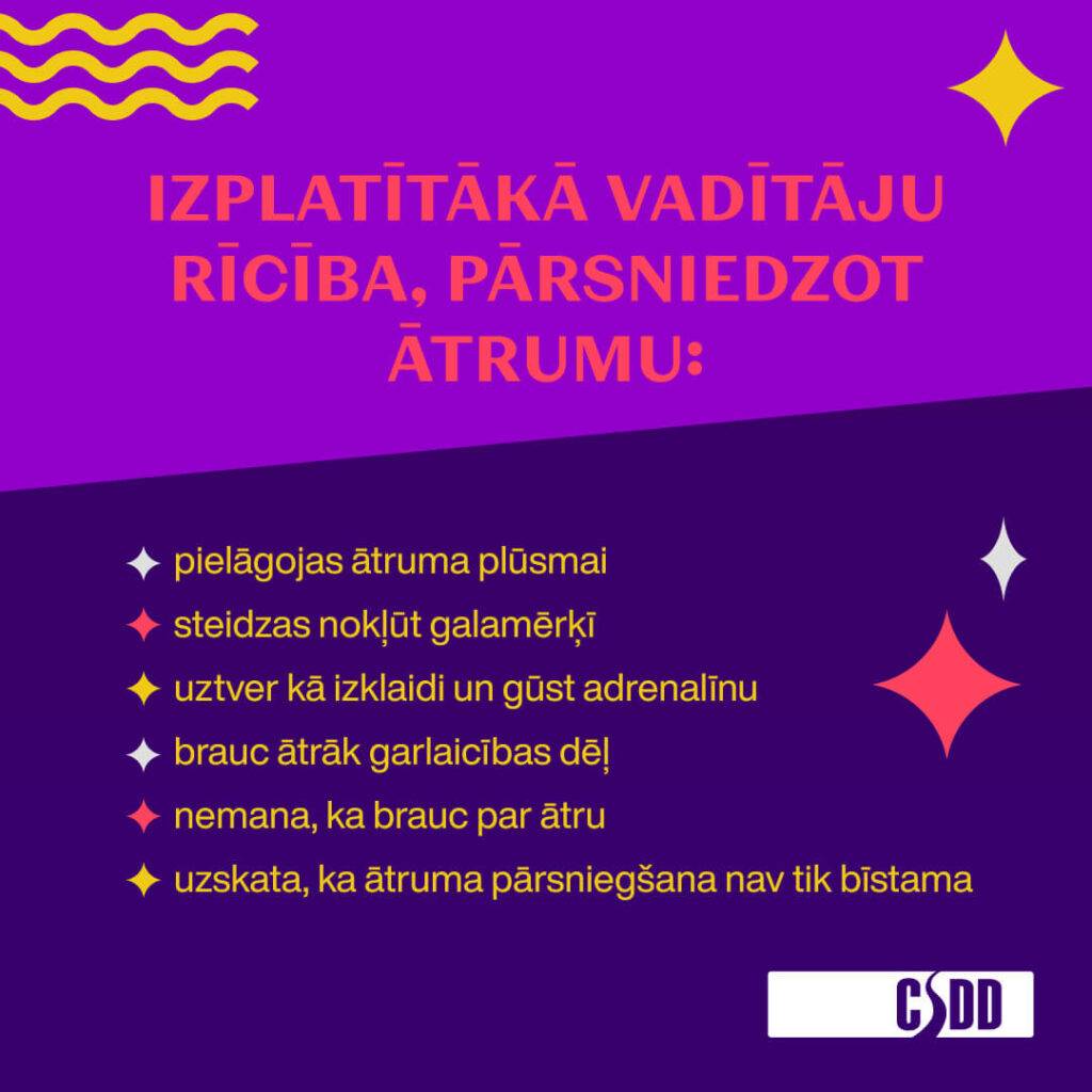 Vairums autovadītāju ievēro atļauto braukšanas ātrumu tikai, lai izvairītos no sodīšanas, un par pārsniegtā ātruma bīstamību nedomā