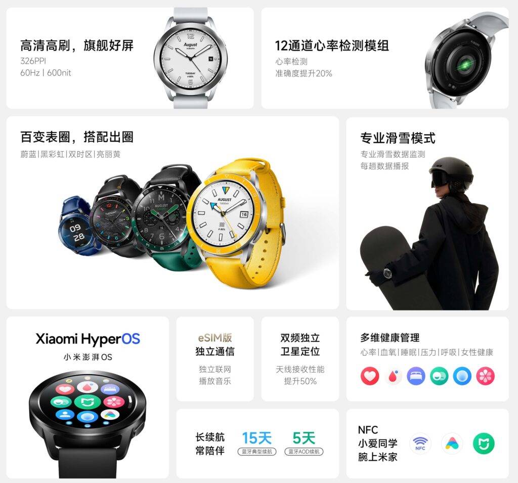 Xiaomi Watch S3 - AMOLED displejs, maināms rāmītis, eSIM un HyperOS operētājsistēma