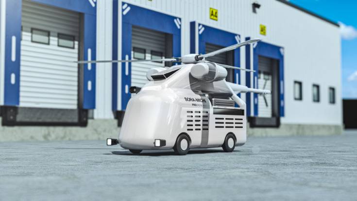 SORA-MICHI: kravas automašīna ar helikoptera iespējām