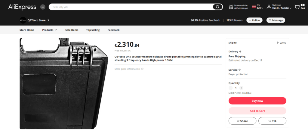 Krievu jaunākā antidronu sistēma "Chistulyulya" ir ķīniešu ierīces QBYteco UAV klons 8 Krievu antidronu sistēma "Chistulyulya" izrādījusies ķīniešu ierīces QBYteco UAV klons