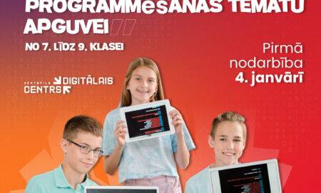 Ventspils Digitālais centrs aicina tiešsaistē apgūt kursu “Uzdevumu piemēri programmēšanas tematu apguvei no 7. līdz 9. klasei”