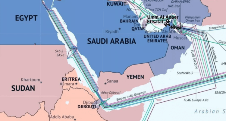 Sarkanā jūra ir visneaizsargātākā zona globālajiem interneta kabeļiem