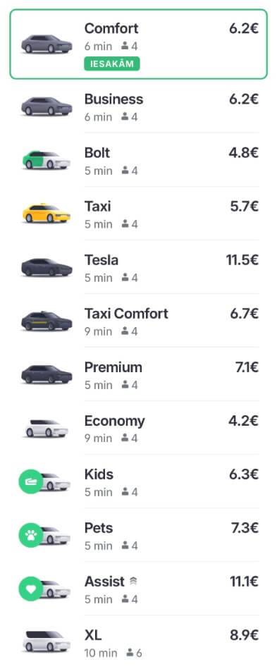 “Bolt” sāk piedāvāt jaunas “Taxi” un “Taxi Comfort” kategorijas 8 “Bolt” sāk piedāvāt jaunas “Taxi” un “Taxi Comfort” kategorijas