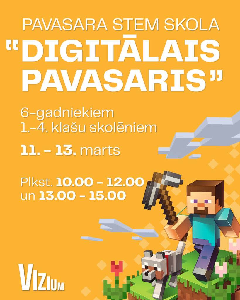 Pavasara brīvlaikā VIZIUM norisināsies darbnīcas skolēniem “Digitālais pavasaris” 5 Pavasara brīvlaikā VIZIUM norisināsies darbnīcas skolēniem “Digitālais pavasaris”