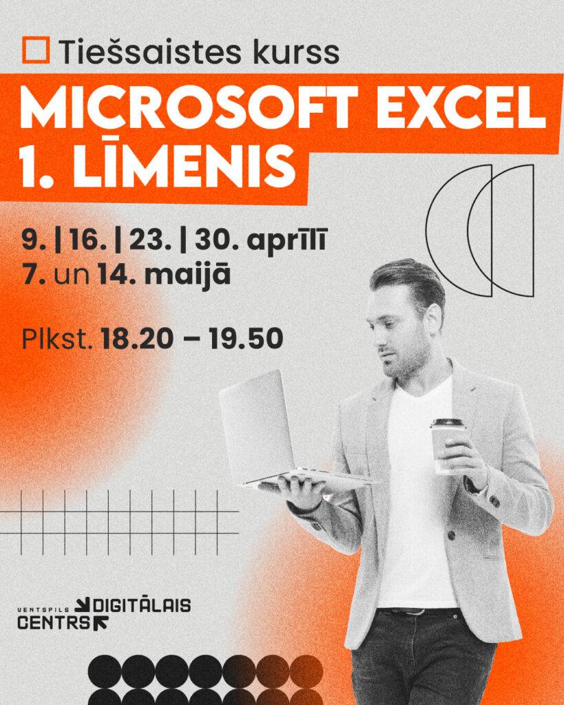 Ventspils Digitālā centra tiešsaistes kursā varēs apgūt MS Excel pamatus