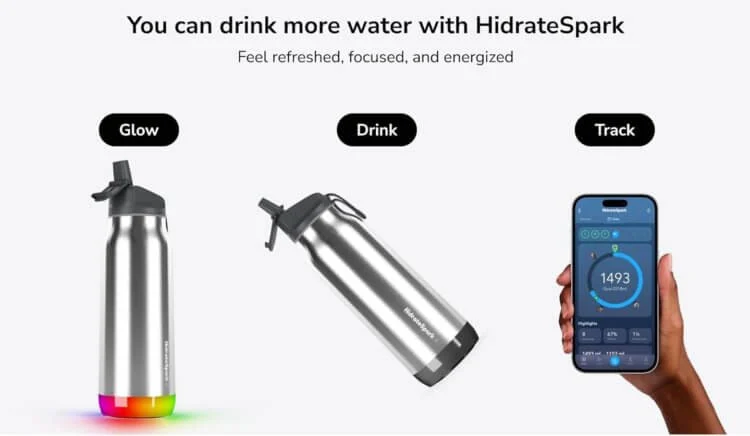 Viedā ūdens pudele ar atgādinājumiem