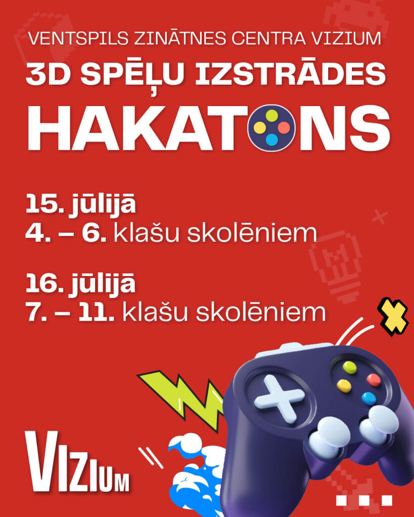Zinātnes centrā VIZIUM notiks 3D spēļu izstrādes hakatons skolēniem 5 Zinātnes centrā VIZIUM notiks 3D spēļu izstrādes hakatons skolēniem