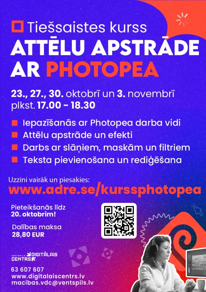  Notiks tiešsaistes kurss “Attēlu apstrāde ar Photopea”