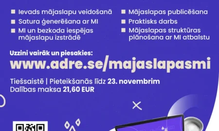 Tiešsaistes kursā varēs apgūt mājaslapu veidošanu ar mākslīgo intelektu