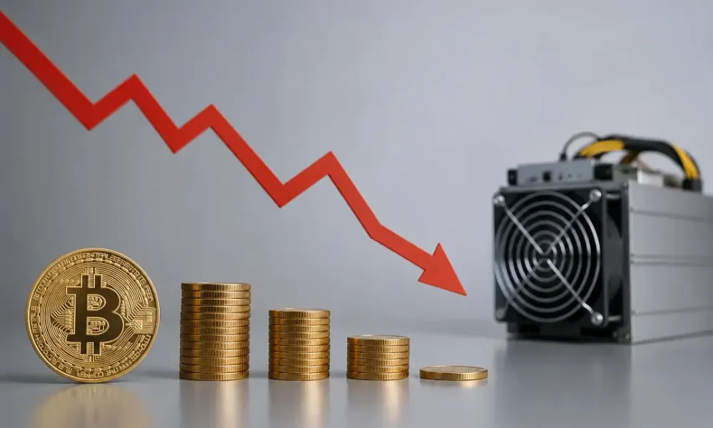 Bitcoin maineri zaudē ieņēmumus: komisiju īpatsvars nokritis līdz 0,69%